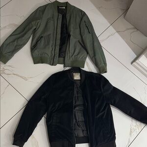 Boys 2 for 1 Green and Black Bomber Jackets (zara and h&m)